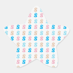 Adesito Estrela Letra Diária Azul Cor-de-Rosa Elegante Monograma P