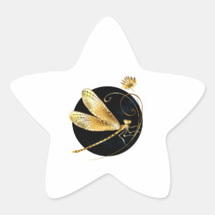 Adesito Estrela libélula ouro em círculo preto