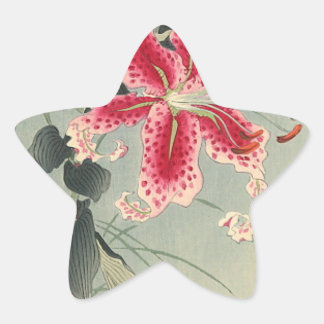 Adesito Estrela Lily e Borboletas por Ohara Koson