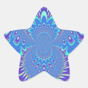Adesito Estrela Linda arte moderna do Cyan Blue batik Kaleidoscope