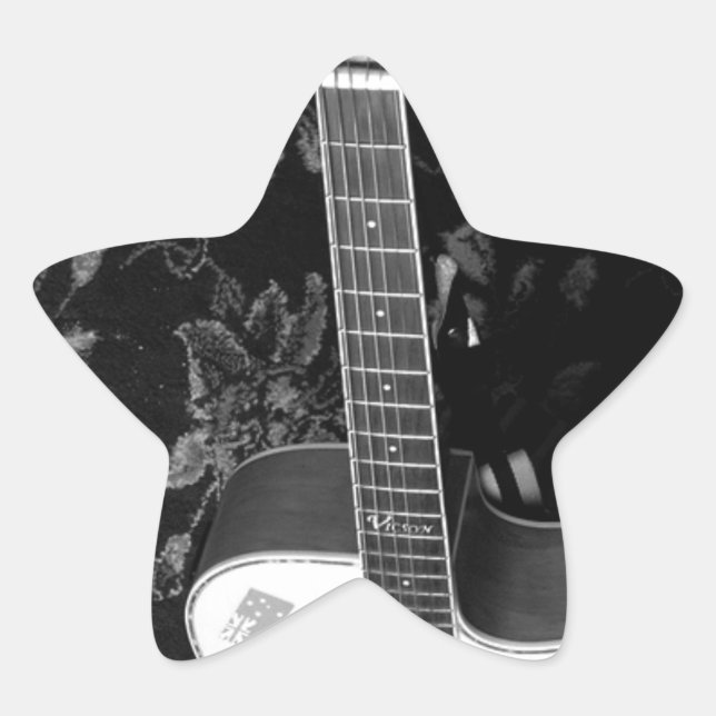 Adesito Estrela Linda e adorável guitarra de escala de cinza afric (Frente)
