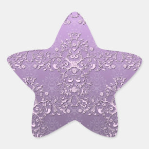 Adesito Estrela Lindo Damásco de Lavanda e Roxo em Duas Cores