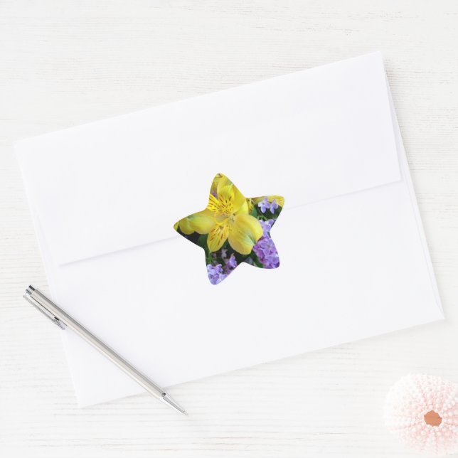 Adesito Estrela Lírios Amarelos e Flores Lilases Roxos (Envelope)