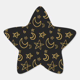 Adesito Estrela Luas e estrelas Dourado padrão