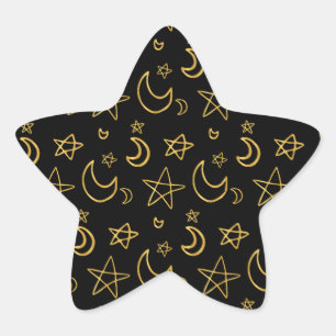 Adesito Estrela Luas e estrelas Dourado padrão