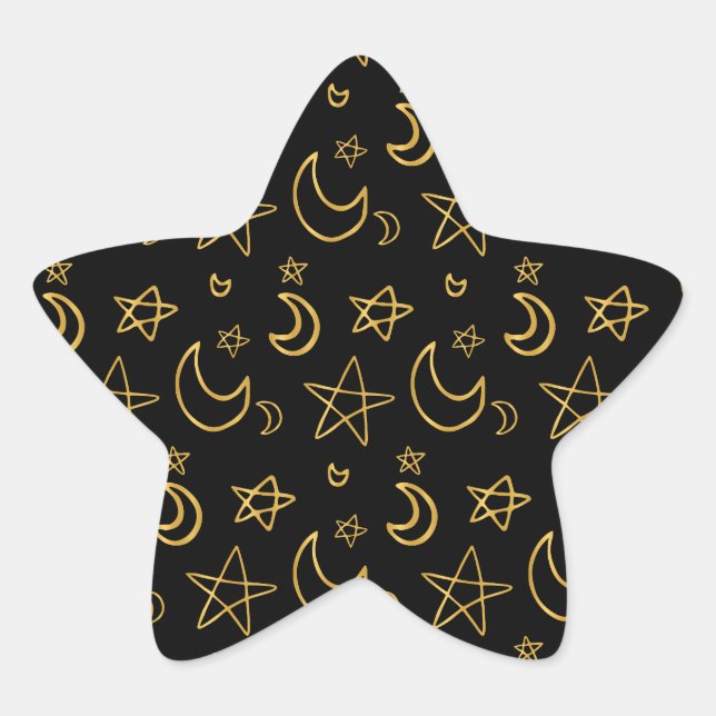 Adesito Estrela Luas e estrelas Dourado padrão (Frente)