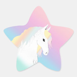 Adesito Estrela Mágico Pastel Rainbow White Horse Girly Pink