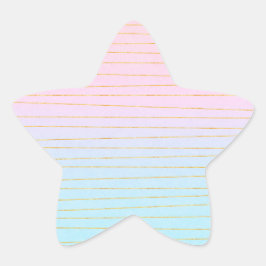 Adesito Estrela Mão Azul Rosa com Linhas Douradas