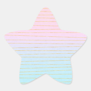 Adesito Estrela Mão Azul Rosa com Linhas Douradas