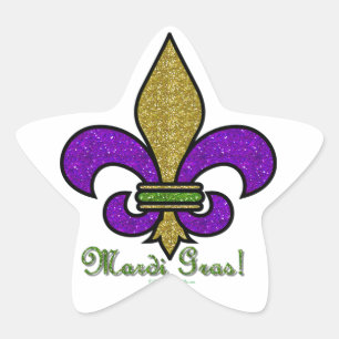Adesito Estrela Mardi Gras Colorido Fleur De Lis