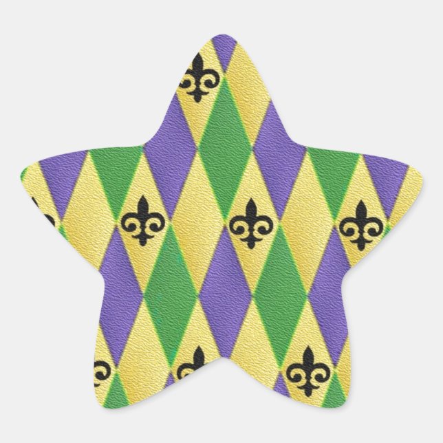 Adesito Estrela Mardi Gras Harlequin Fleur De Lis (Frente)