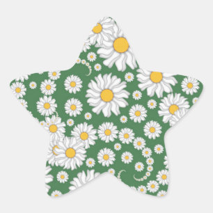 Adesito Estrela Margaridas Brancas em Fundo Verde