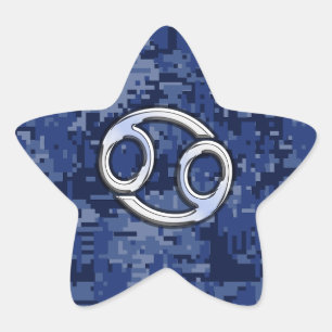 Adesito Estrela Marinho de Sinal Zodiac  Cancer Azul Camo Digital