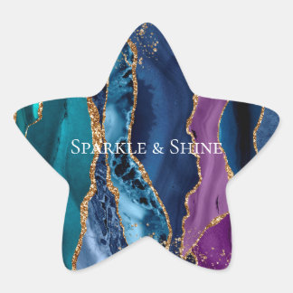Adesito Estrela Mármaco Dourado azul-roxo-turquesa