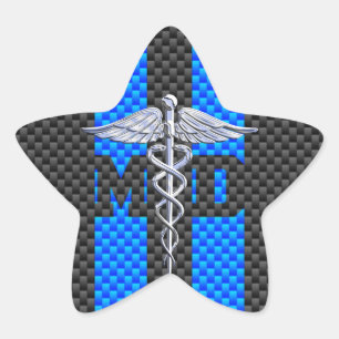Adesito Estrela Médico MD Caduceus Fibras de Carbono Stripes