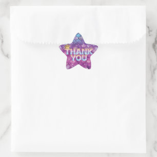 Adesito Estrela Mermaid Birthday Pink Glitter Obrigado