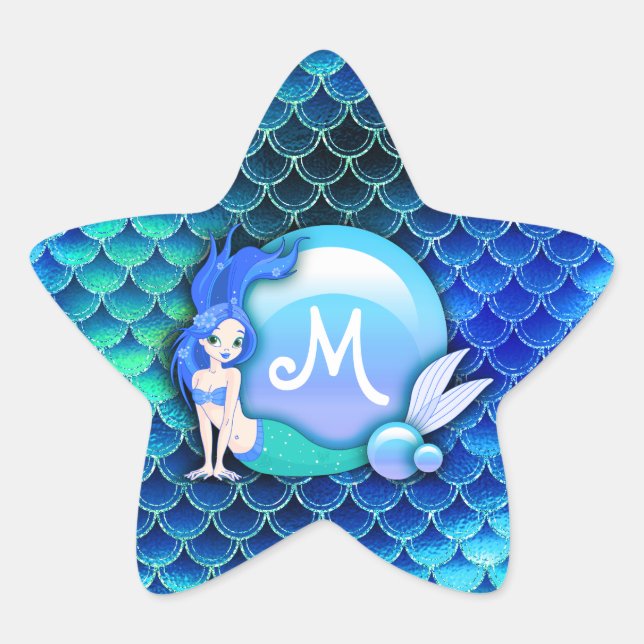 Adesito Estrela Mermaid Pearls and Scales Monograma Blue ID600 (Frente)