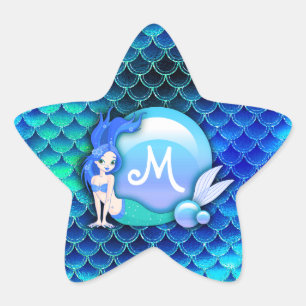 Adesito Estrela Mermaid Pearls and Scales Monograma Blue ID600