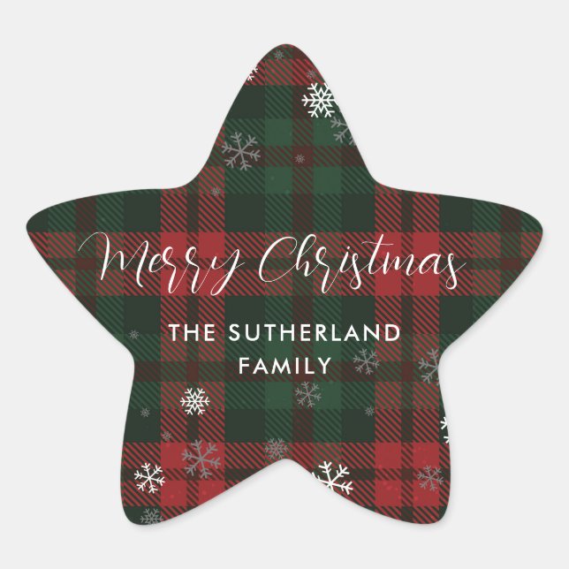 Adesito Estrela Merry Christmas Plaid Rustic Script Custom (Frente)