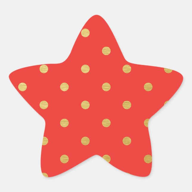 Adesito Estrela Metálico Vermelho de Bolinhas Douradas (Frente)