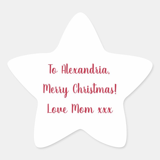 Adesito Estrela Mínimo Feliz Natal da Mãe Vermelha e Branca (Frente)