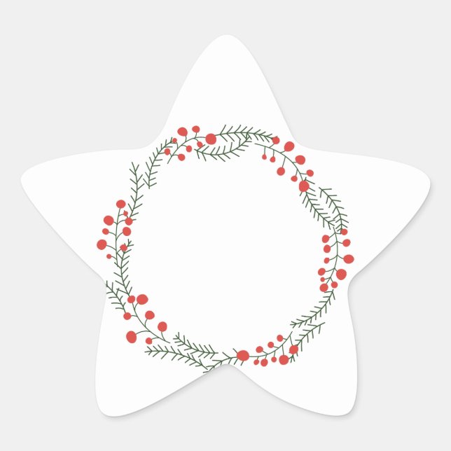 Adesito Estrela Moldura de grinalda rústica em branco Natal fofo (Frente)