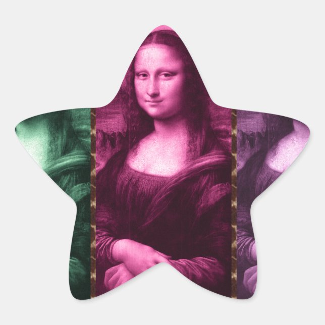 Adesito Estrela Mona Lisa Animal Imprime Púrpura Rosa Verde (Frente)