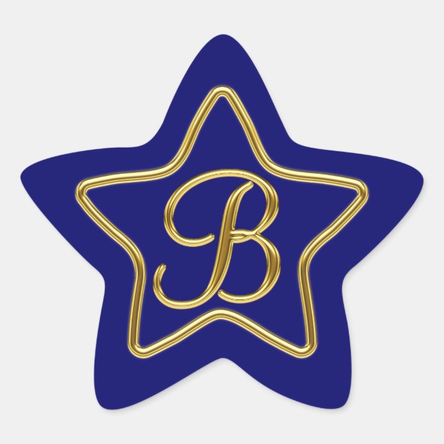 Adesito Estrela Monograma B em ouro 3D (Frente)