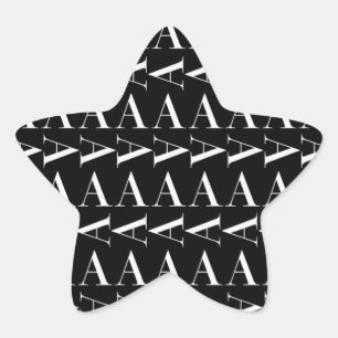 Adesito Estrela Monograma - Letra Inicial A, Escolher Cor de Fundo