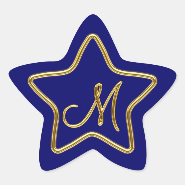 Adesito Estrela Monograma M em ouro 3D (Frente)