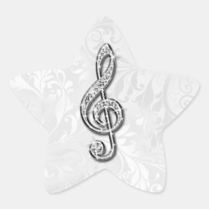 Adesito Estrela Música Nota Floral Damask Diamante Impresso