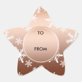 Adesito Estrela Natal Dourado com flocos de neve brancos