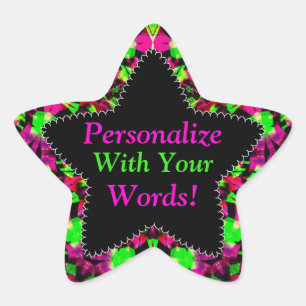 Adesito Estrela Neon Pink & Green Happy Divertimento Cores de estr