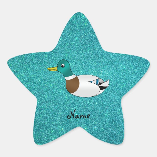 Adesito Estrela Nome personalizado duck turquoise glitter (Frente)