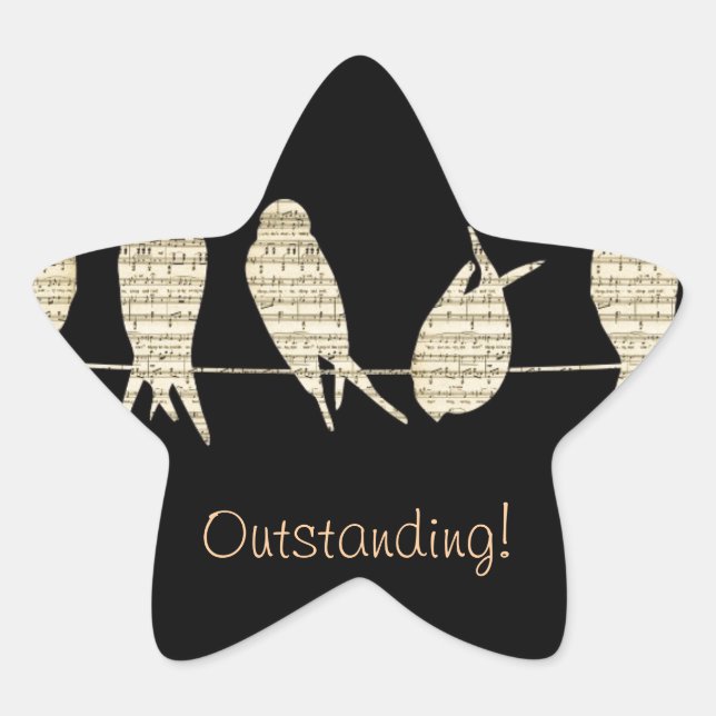 Adesito Estrela Notas de música Professor Office Animal Bird Desti (Frente)