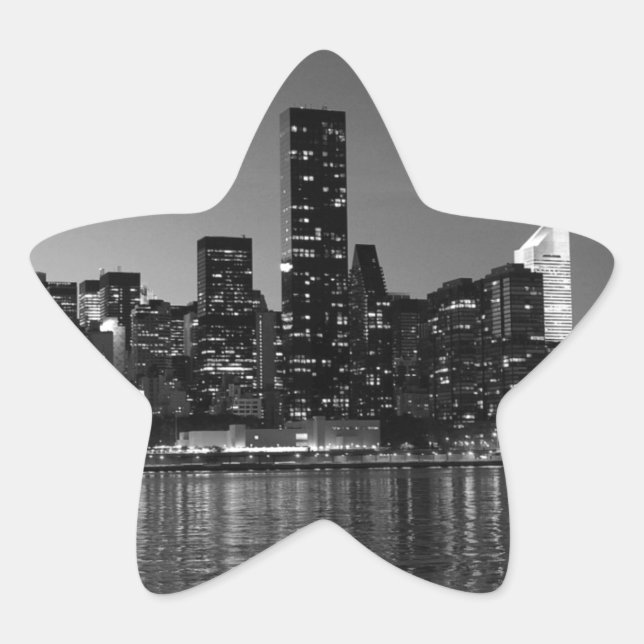 Adesito Estrela Nova Iorque de Skyscapers Branco Preto Silhouette (Frente)