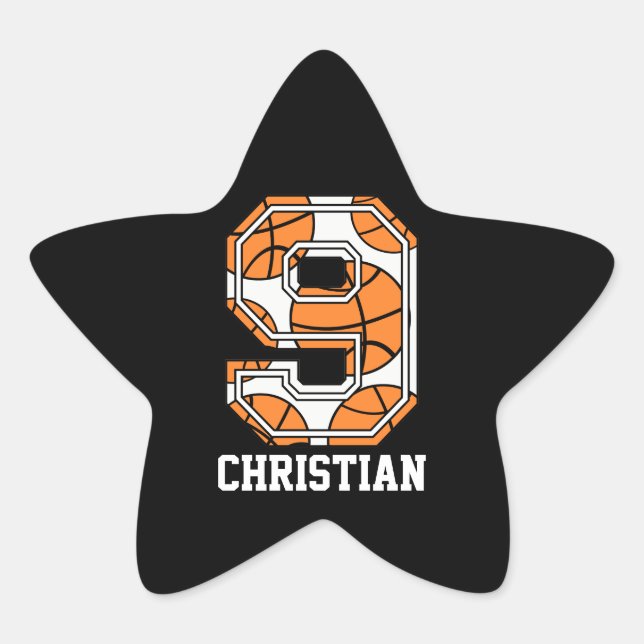 Adesito Estrela Número de Basquete Personalizado 9 (Frente)
