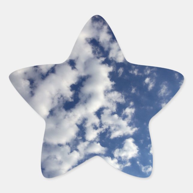 Adesito Estrela Nuvens Puffy No Céu Azul (Frente)