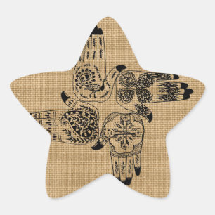 Adesito Estrela O Henna entrega a 4 o vintage quadrado do tatuagem