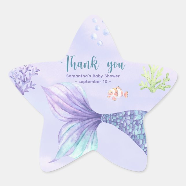 Adesito Estrela Obrigada Chá de Bebê Menina Sereia (Frente)
