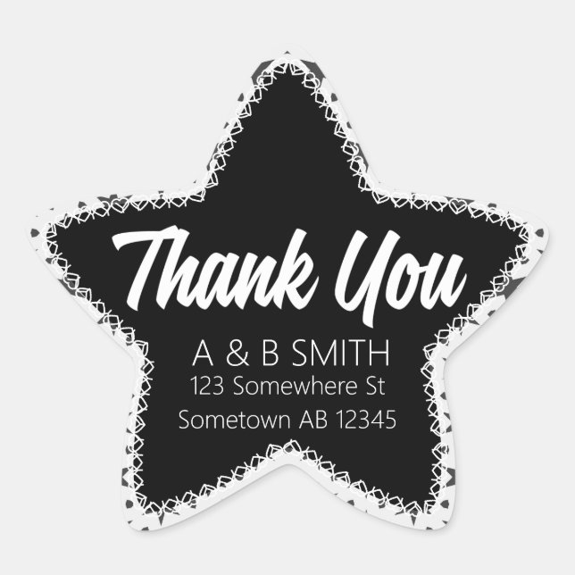 Adesito Estrela Obrigado White & Black Star Sticker (Frente)