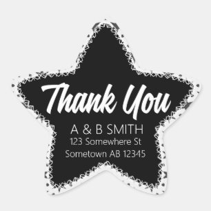 Adesito Estrela Obrigado, White & Black Star Sticker