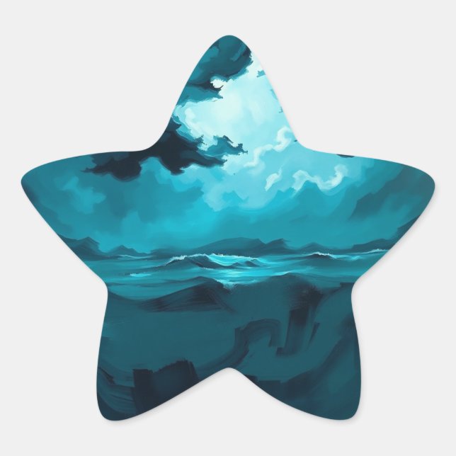 Adesito Estrela Ondas do Oceano Temperamentais Sob o Céu Tempestuo (Frente)