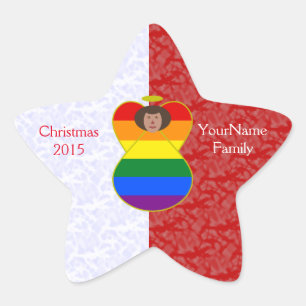 Adesito Estrela Orgulho Gay Anjo Marrom Vermelho Branco Personaliz