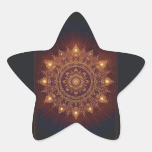 Adesito Estrela Ouro Diwali Mandala - Luz dentro e ao redor