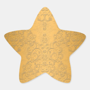 Adesito Estrela Ouro Simulada com Desenho Ornamental Embutido