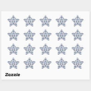 Adesito Estrela Padrão azul-marinho ornamentado sobre branco