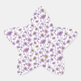 Adesito Estrela Padrão Botânico de Flor Silvestre Roxa