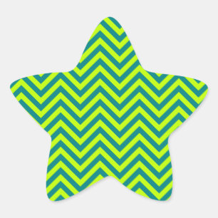Adesito Estrela Padrão Chevron Teal E Verde limão