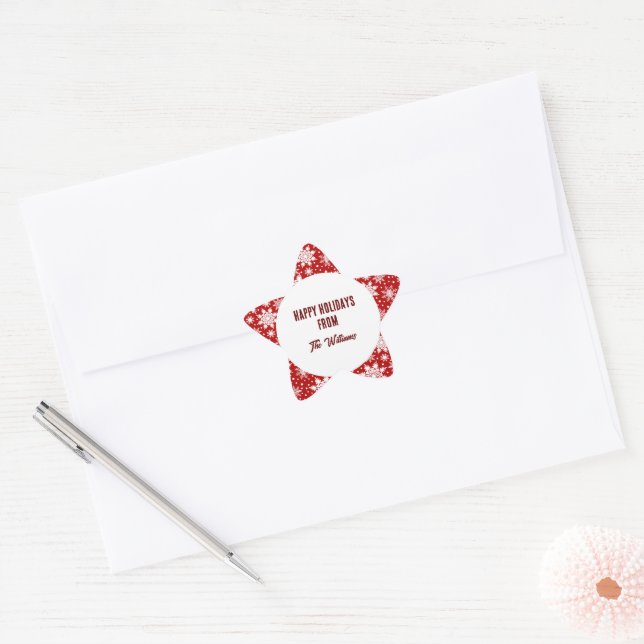Adesito Estrela Padrão Clássico de Floco de Neve Vermelho e Branco (Envelope)